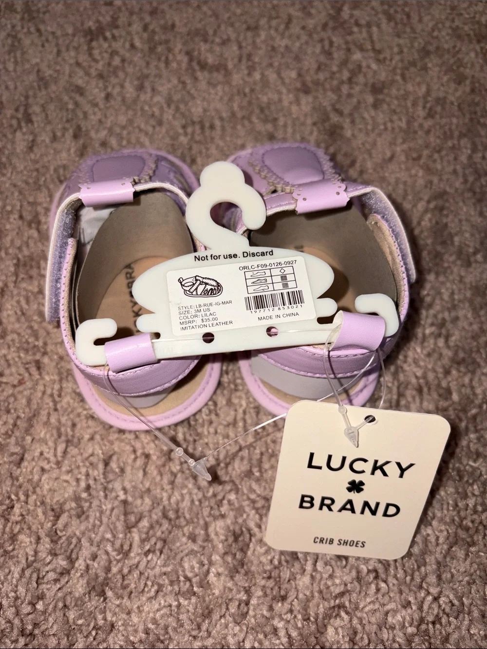 Lucky Brand Baby Girls Lavender Scalloped T-Strap Sandals